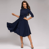 VIOLET | Chic Midi Dress with Charming Bow Detail-1